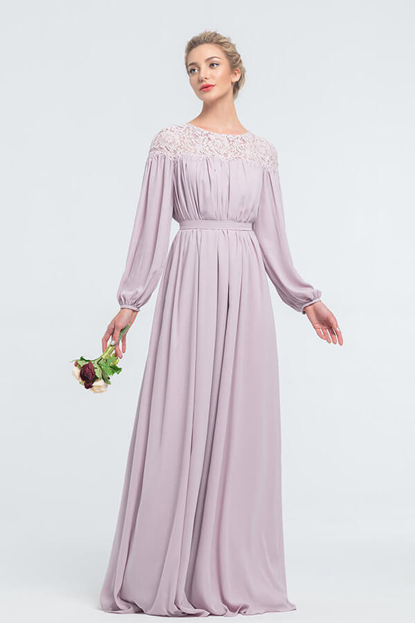 Lavender Modest Bridesmaid Dresses