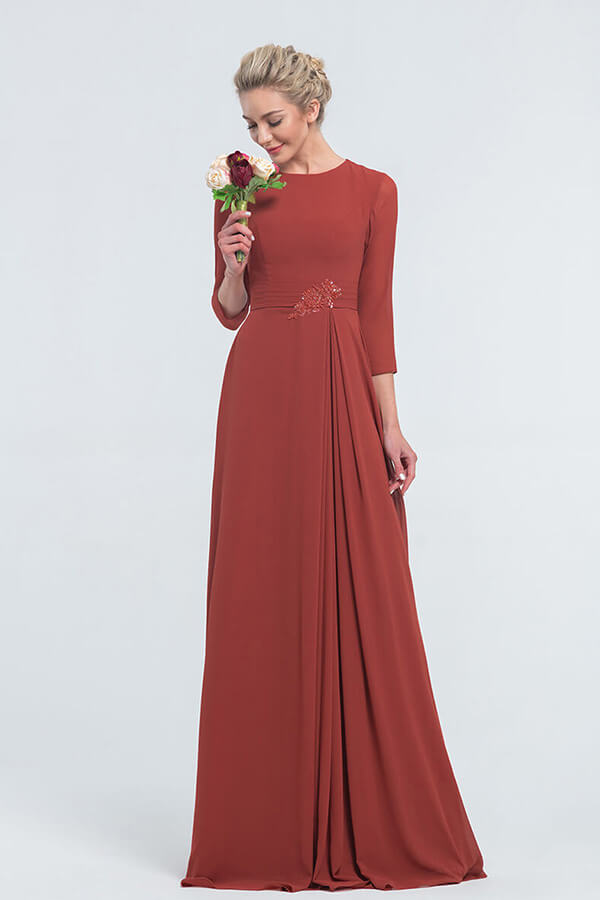 Modest Rust Colored Bridesmaid Dresses