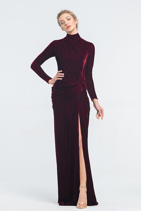 Burgundy Velvet Formal Dresses