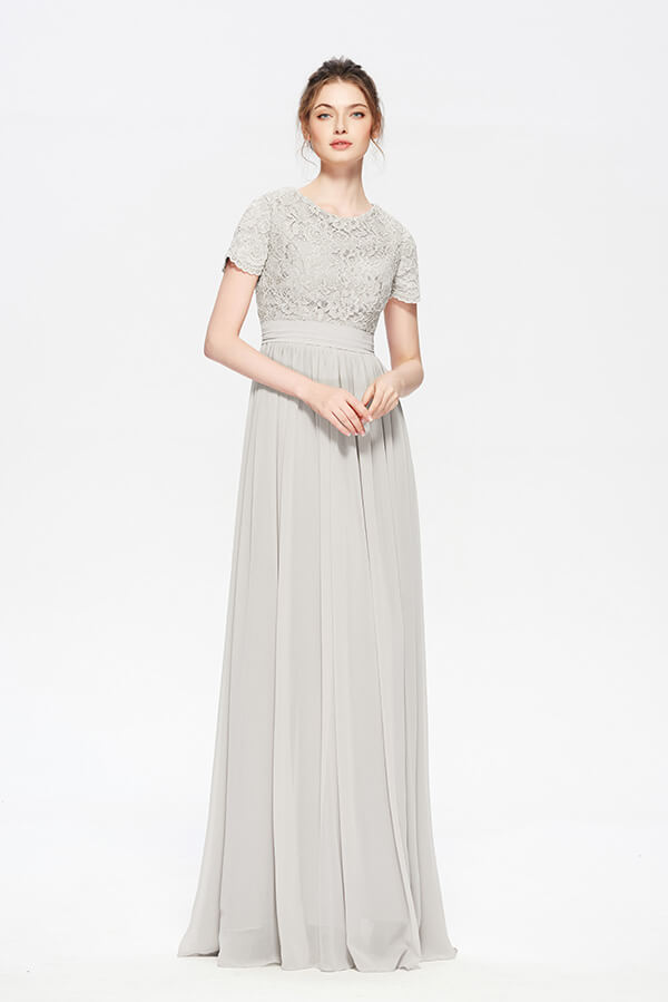 Modest Grey Bridesmaid Dress