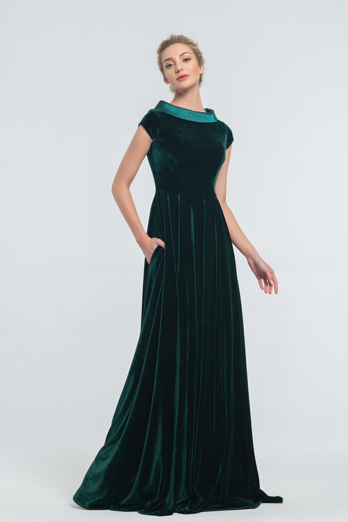 Dark Emerald Velvet Bridesmaid Dress