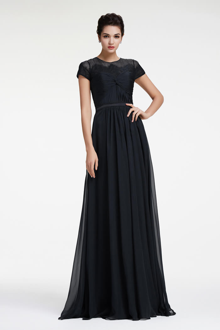 Modest Black Bridesmaid Dress