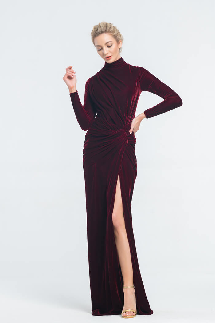 Burgundy Velvet Bridesmaid Dress