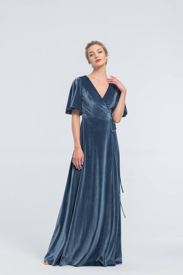 Velvet Wrap Bridesmaid Dress