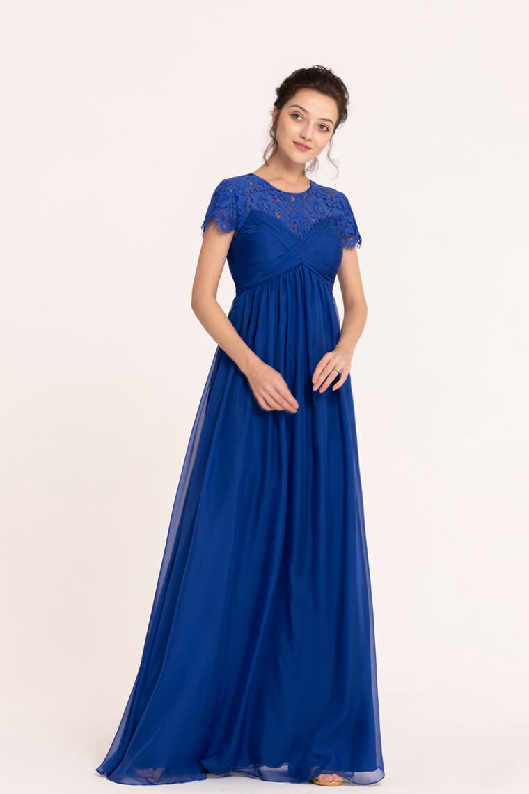 sapphire blue modest maternity bridesmaid dress