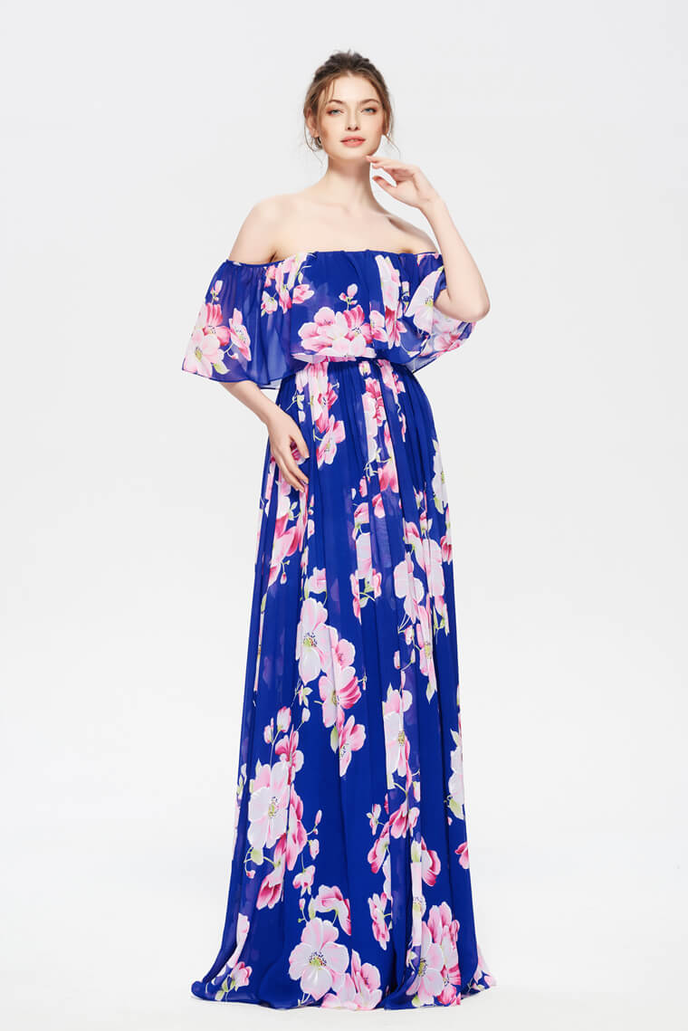 Floral Off the Shoulder Bridesmaid Dresses