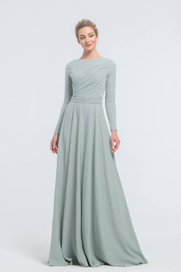 Modest Dusty Sage Bridesmaid Dresses