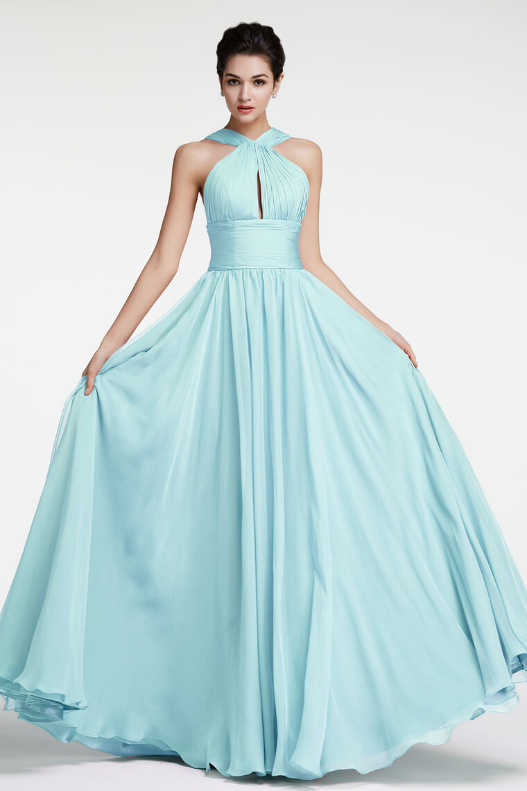 Seafoam Blue Long Bridesmaid Dresses