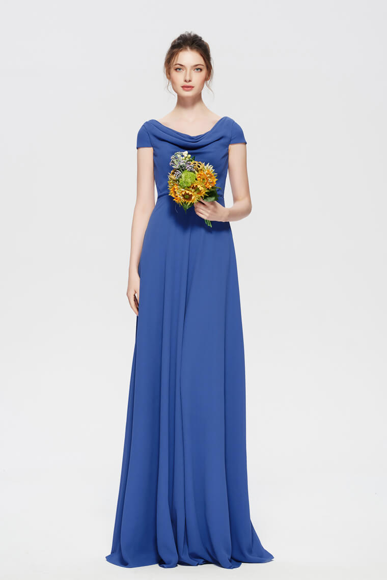 Vary Peri Blue Modest Bridesmaid Dresses