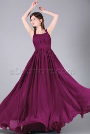 Magenta Long Bridesmaid Dresses with wide Straps | eDresstore