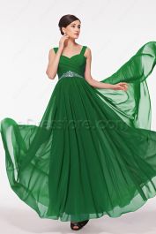 Sweetheart Beaded Emerald Green Prom Dresses with Wide Straps | eDresstore
