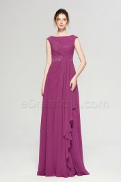 Dark Raspberry Modest Formal Dresses Evening Gown | eDresstore