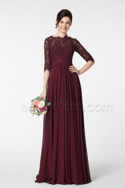 long sleeve maroon prom dress