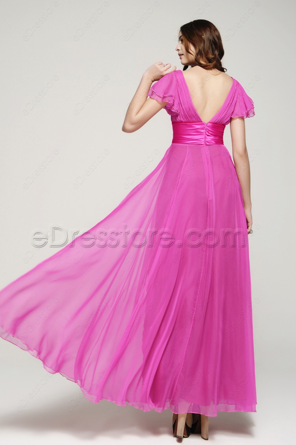 modest-hot-pink-plus-size-formal-dress-with-sleeves