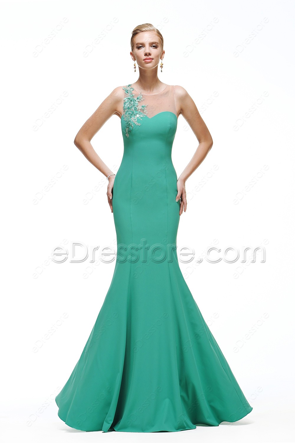 Green Mermaid Backless Prom Dress With Sequins 1592