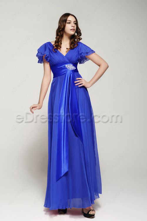 Modest Royal Blue Mother of the Bride Dress with Sleeves Plus Size