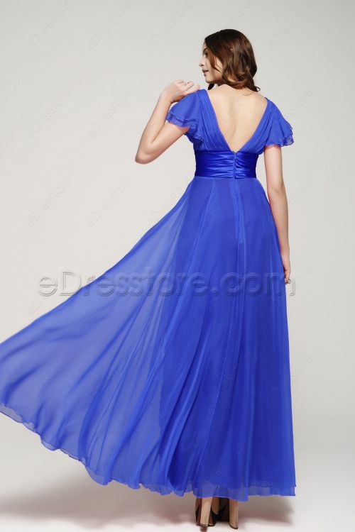 Modest Royal Blue Mother of the Bride Dress with Sleeves Plus Size