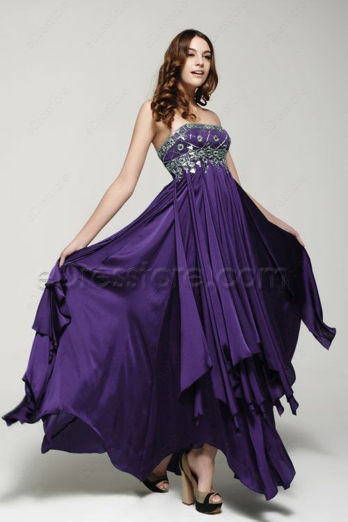 Stunning Purple Crystals Formal Dresses