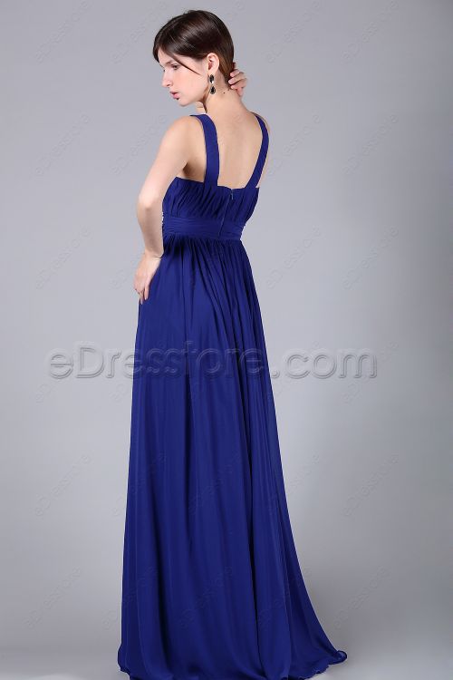Wide Straps Royal Blue Long Formal Dresses Plus Size