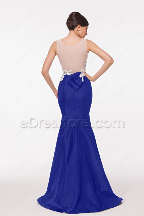 Royal Blue Mermaid Backless Evening Dresses
