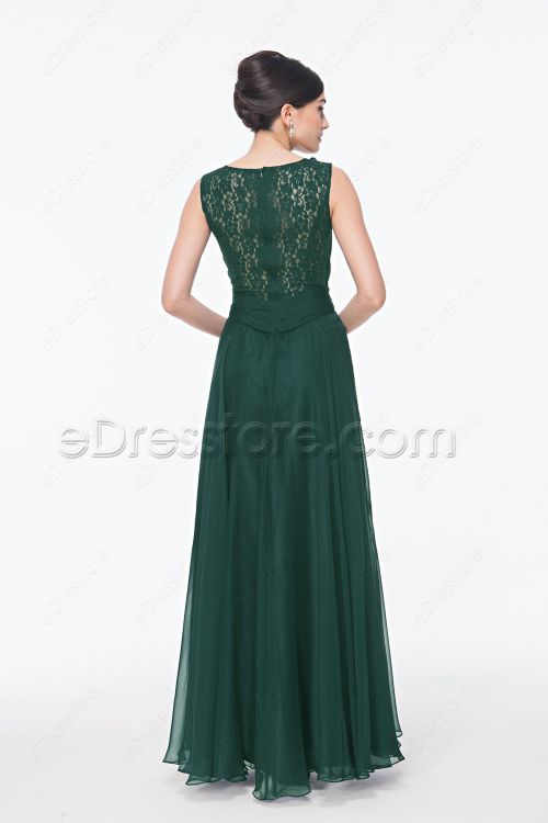 Backless Forest Green Long Formal Dresses