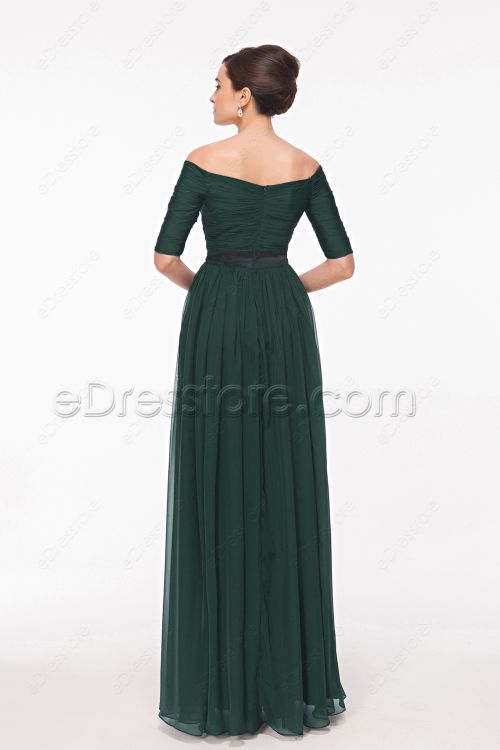 Off the Shoulder Dark Green Formal Dresses Plus Size