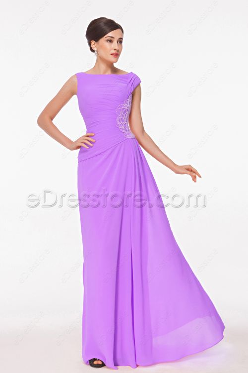 Modest Orchid Bridesmaid Dresses Maid of Honor Dresses