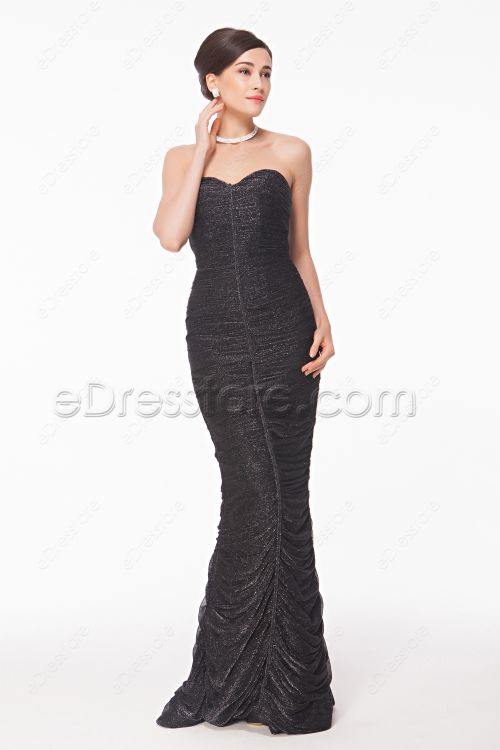 Sweetheart Mermaid Black Long Prom Dresses