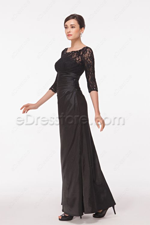 Modest Black Prom Dress with Sleeves