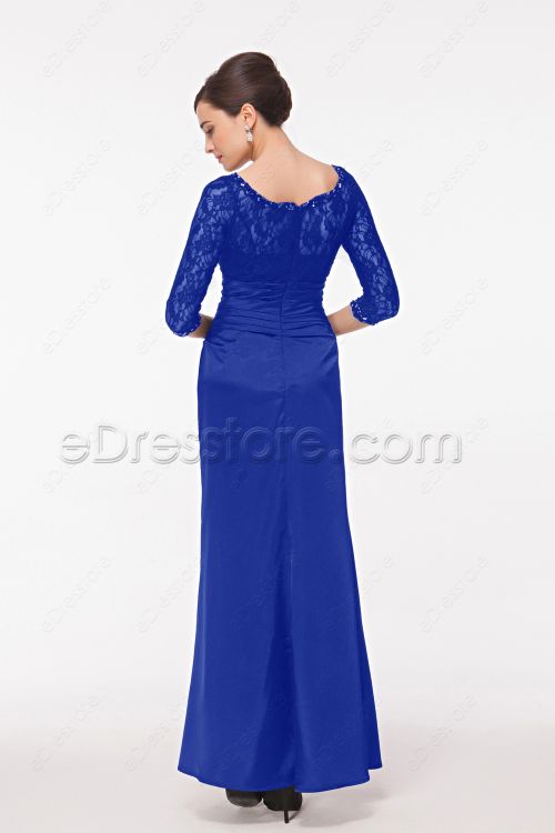 Modest Royal Blue Mother of the Groom Dress with Sleeves