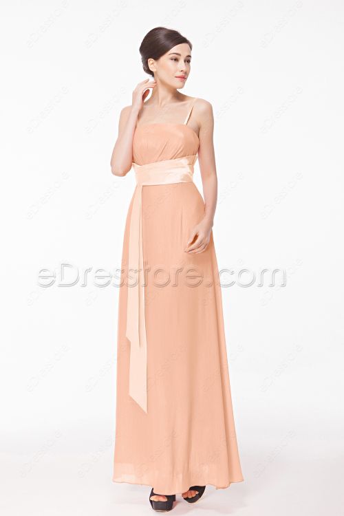 Simple Cheap Peach Bridesmaid Dresses