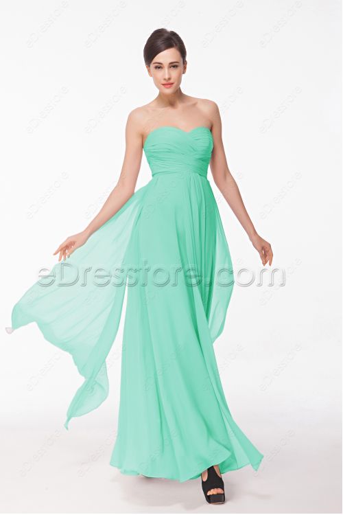 Mint Green Chiffon Prom Dresses Long