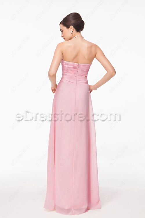 Sweetheart Pleated Pink Evening Dress