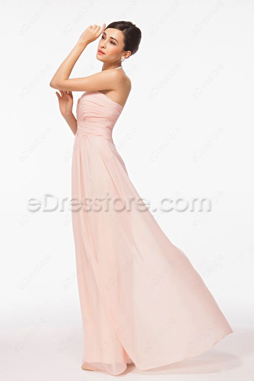 Sweetheart Long Peach Color Prom Dresses