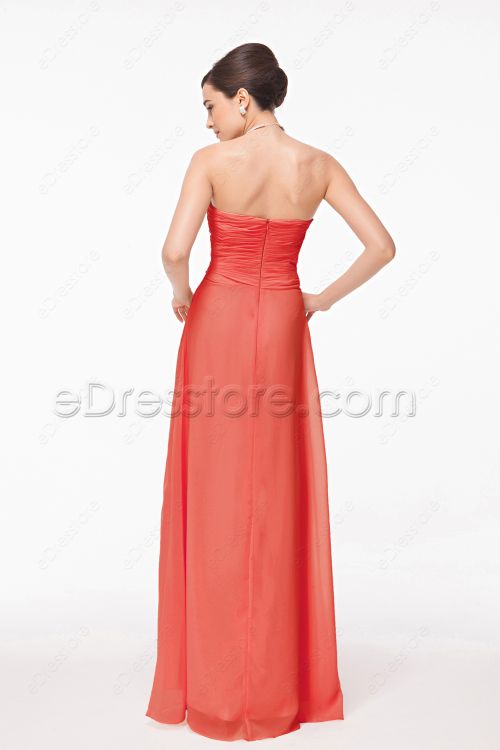 Sweetheart Coral Bridesmaid Dresses Long