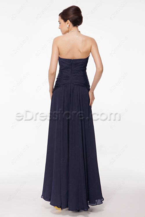 Midnight Blue Long Prom Dresses with Crystals