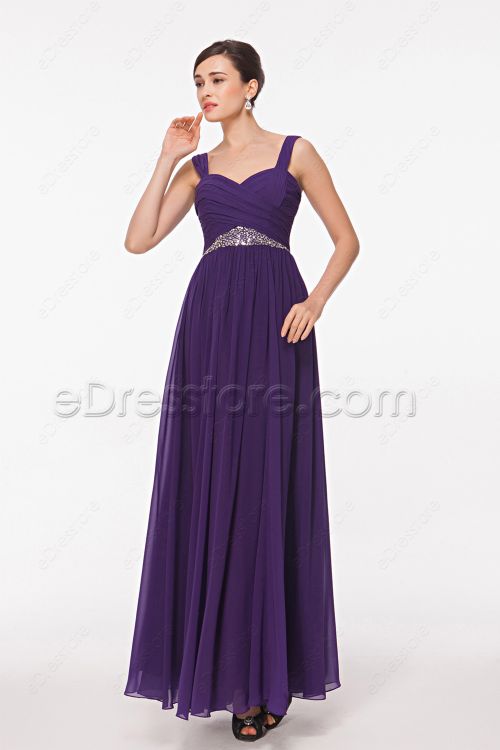 Straps Purple Flowing Formal Dresses Plus Size