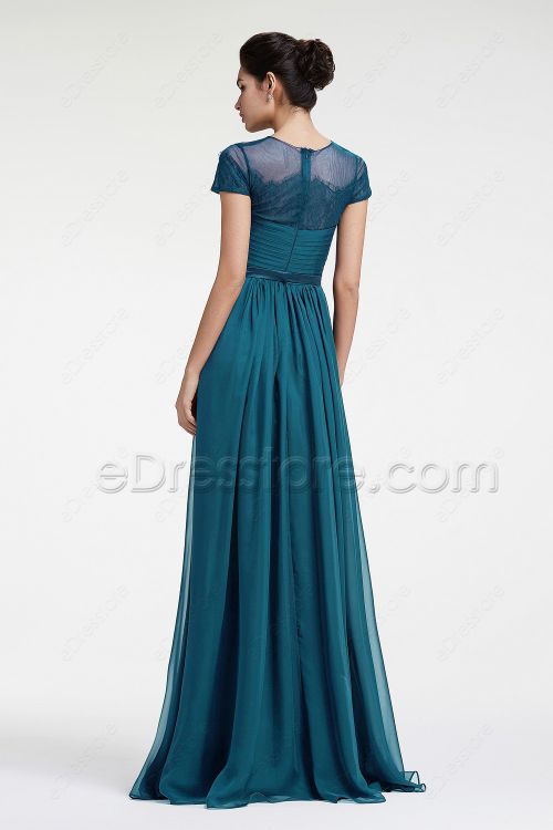 Teal Maid of Honor Dresses with Sleeves Bridesmaid Dresses