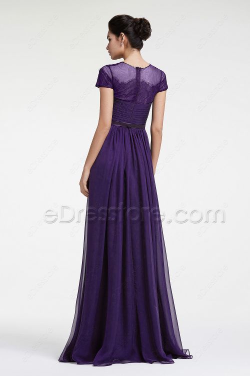 Dark Purple Mother of the Bride Dress with Short Sleeves