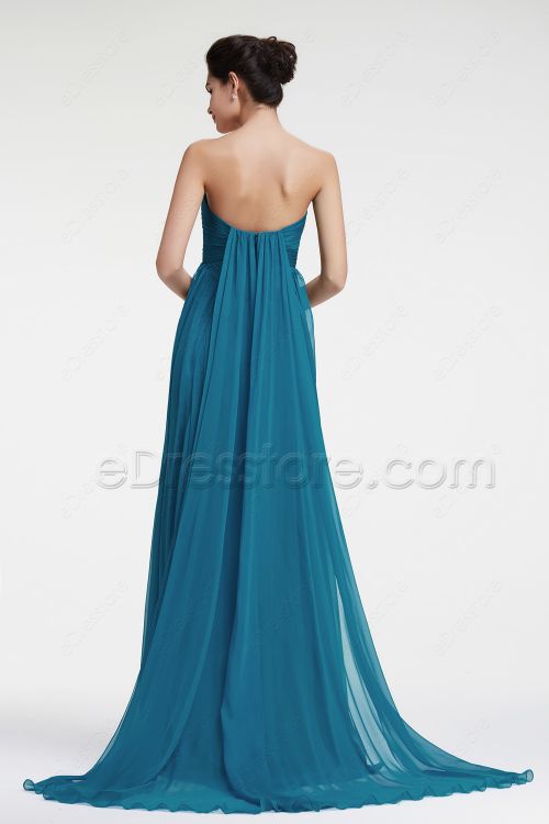 Teal Elegant Evening Dresses Long