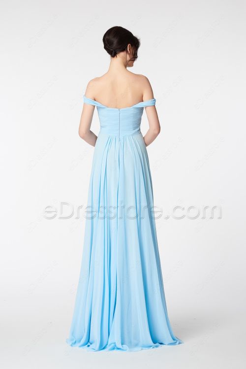 Light Blue Off the Shoulder Bridesmaid Dresses