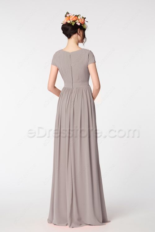 Earth Tone Modest Mother of the Bride Dresses Cap Sleeves