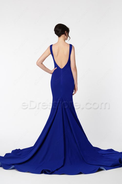Royal Blue Mermaid Backless Homecoming Dresses Pageant Prom Dress