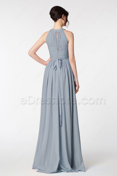 Dusty Blue Bridesmaid Dresses Long
