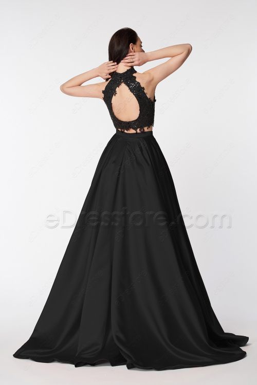 Black Two Piece Homecoming Dresses Long Prom Gown