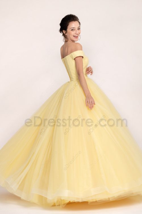 Yellow Ball Gown Princess Vintage Prom Dresses Long Quinceanera Dress