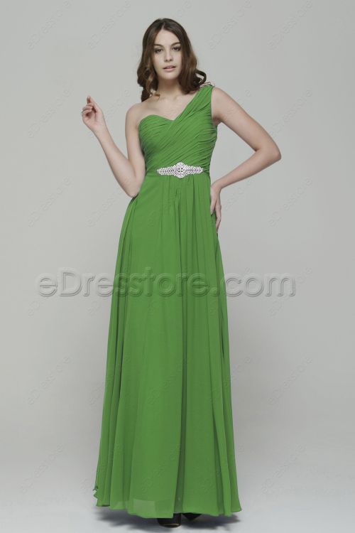 Lime Green Long Prom Dresses with Rhinestones
