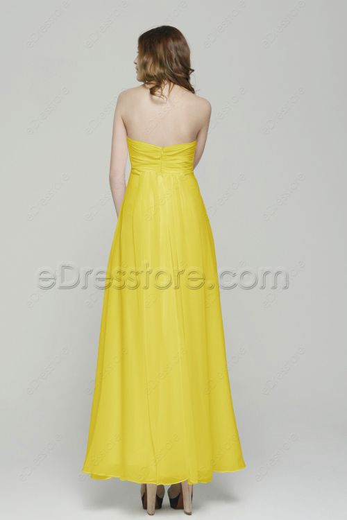 Sweetheart Yellow Evening Dress with Crystals