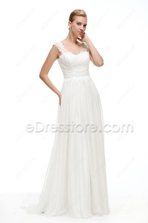 Lace Chiffon Backless Wedding Dresses