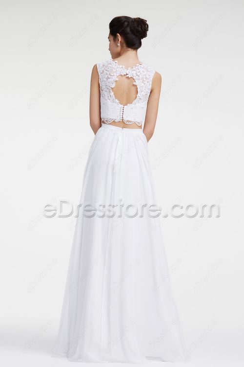 Lace Chiffon Two Piece Boho Beach Wedding Dresses